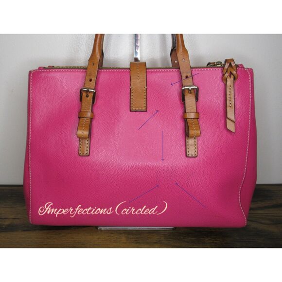 RARE Dooney & Bourke Fuchsia Tote – Rainbow Chevron Lining – Lucca Collection - Picture 15 of 15